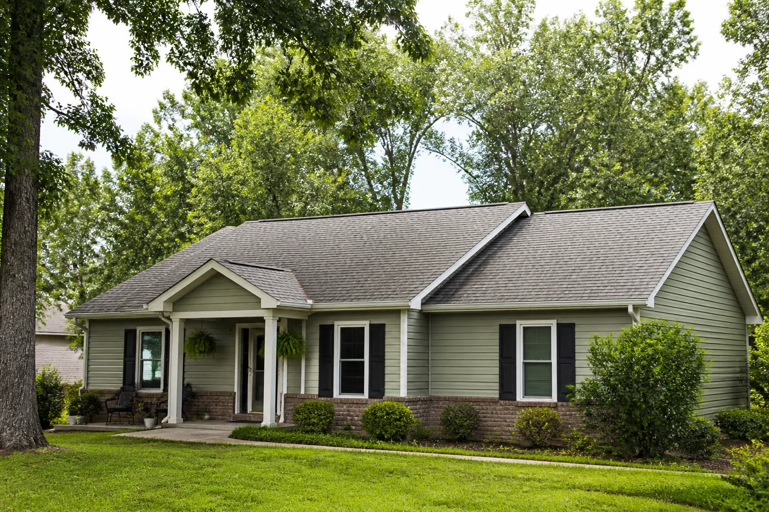 Asphalt shingles on a residential roof